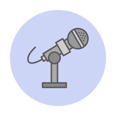 mikrofon simgesi uzun mavi arkaplanda izole edildi.