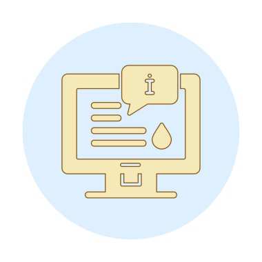 Bilgi simgesi vektör illüstrasyonlu bilgisayar ekranı