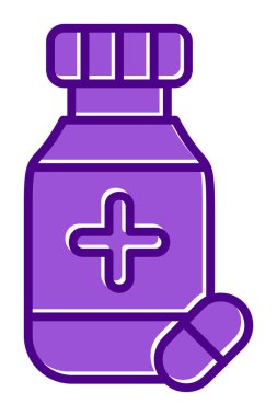 İlaç ikonlu ilaç şişesinin vektör çizimi