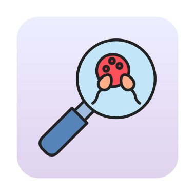 Büyüteç cam simgesi, vektör illüstrasyonlu bakteri denetimi  