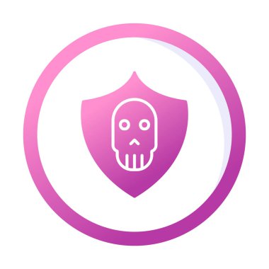 Kafatası ikonlu kalkan, vektör illüstrasyon tasarımı. Virüs konsepti