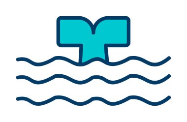 Moda tarzında izole edilmiş arka planda su ikonu olan balina kuyruğu