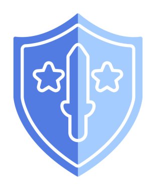 Kılıç vektör ağ simgesine sahip Askeri Kalkan, vektör illüstrasyonu 