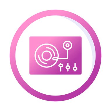 Basit vinil oynatıcı Turntable simgesi, vektör illüstrasyonu