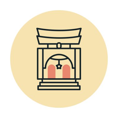 Basit antik Asya Tapınağı simgesi, vektör illüstrasyonu