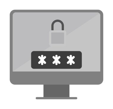 Basit Bilgisayar monitörü Ekran simgesi, vektör illüstrasyonunu kilitle