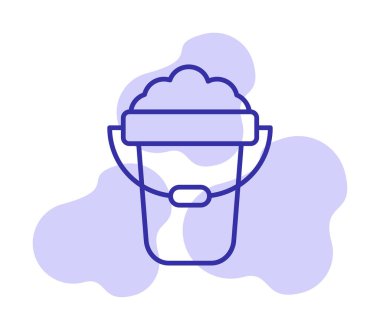 Köpük simgesi olan kova, vektör illüstrasyonu  