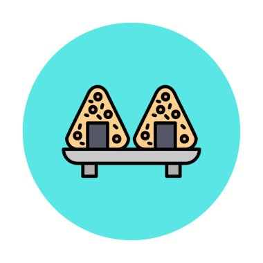 Onigiri sushi simgesi, vektör illüstrasyonu 