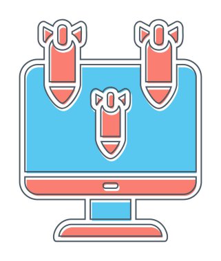 Dos hacker bombalı basit düz bilgisayar monitörü