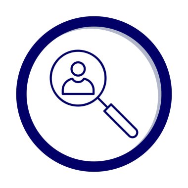 Arama simgesi, insan avatarıyla büyüteç, vektör illüstrasyonu