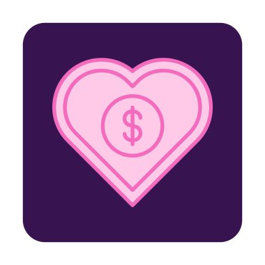 Dolar kalbi favori simgesi, vektör illüstrasyonu 