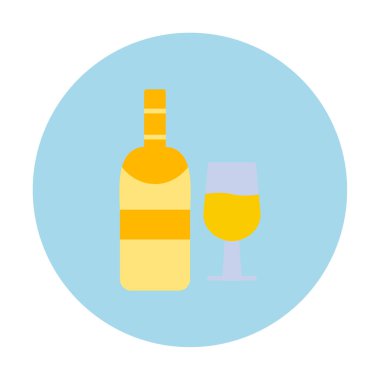 şarap şişe ve cam kutsal kişilerin resmi, vektör çizim  