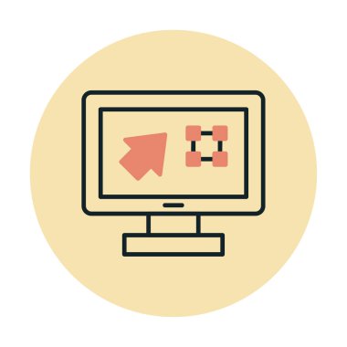 Ekran simgesinde basit Grafik Tasarım uygulaması, vektör illüstrasyonu