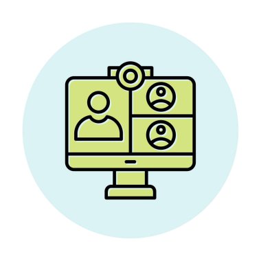 Basit çevrimiçi toplantı simgesi, vektör illüstrasyonu