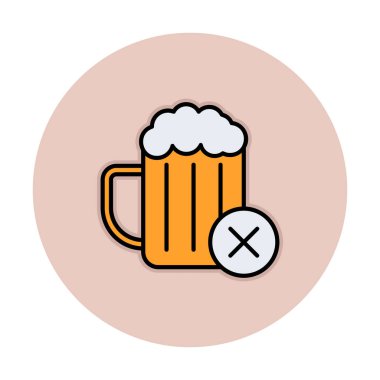 Basit Alkol Yok simgesi, vektör illüstrasyonu