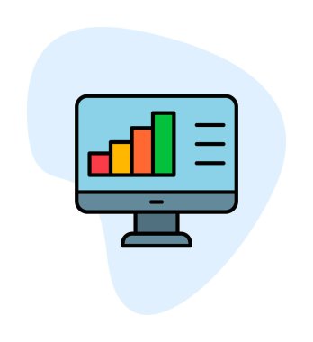 Basit Bilgisayar İzleme Veri Analizi simgesi, vektör illüstrasyonu