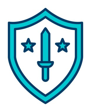 Kılıç vektör ağ simgesine sahip Askeri Kalkan, vektör illüstrasyonu 