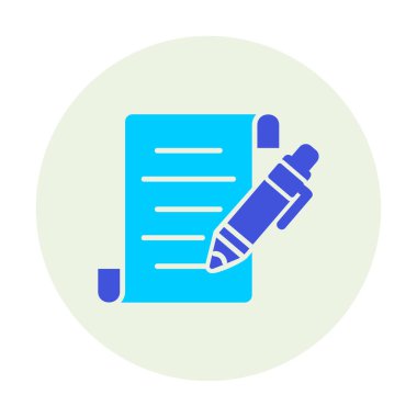 Kalem simgesi ve vektör illüstrasyonlu kağıt sayfası 