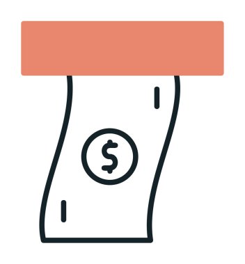 Ödeme sembolü, ödenecek dolar banknotu, vektör simgesi tasarımı