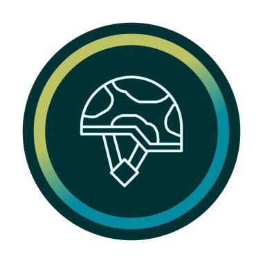 Askeri miğfer vektör renk çizgisi simgesi