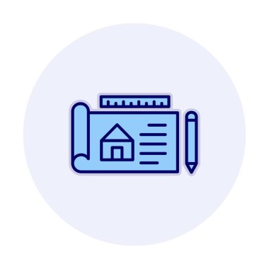 Basit Mimari Planı simgesi, vektör illüstrasyonu