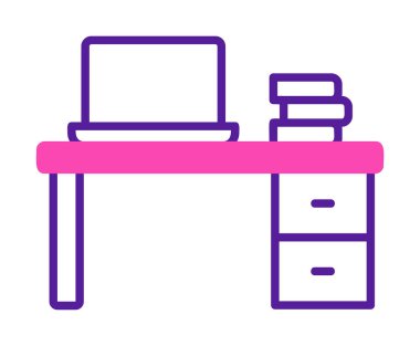 Ofis masa simgesinin vektör illüstrasyonu 