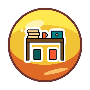 ofis masası simgesi, basit vektör illüstrasyonu