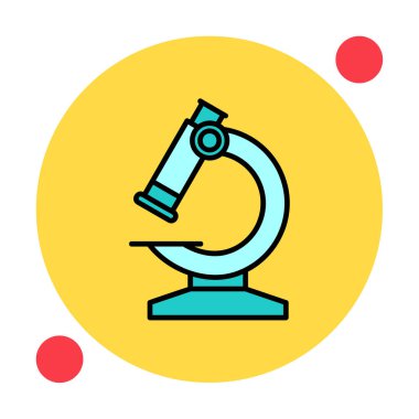 Düz mikroskop. Web simgesi vektör illüstrasyonu