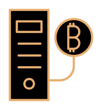 Bitcoin Madeni İşlemcisi (BTC) simgesi, vektör illüstrasyonu 
