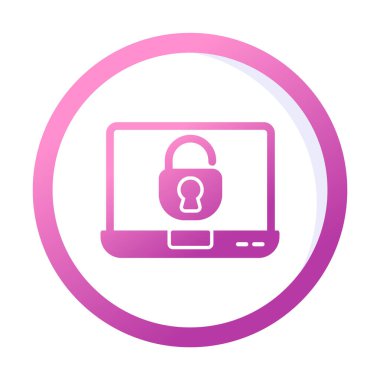 Basit düz dizüstü bilgisayar Aygıtı Kilitli simge vektör çizimi