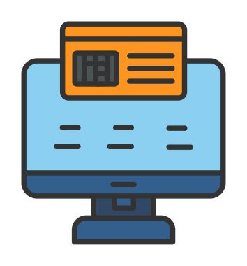 Basit Çevrimiçi Ödeme simgesi, vektör illüstrasyonu