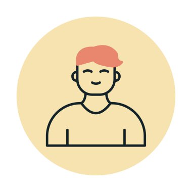 Saç stili vektör çizimi olan genç erkek avatar. 