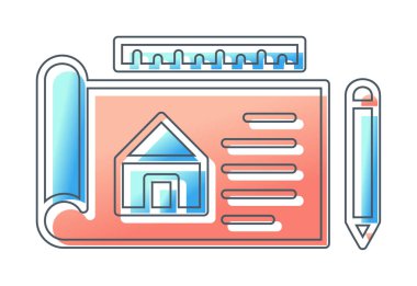 Basit Mimari Planı simgesi, vektör illüstrasyonu