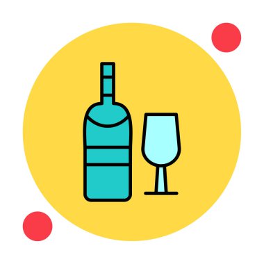 şarap şişe ve cam kutsal kişilerin resmi, vektör çizim  