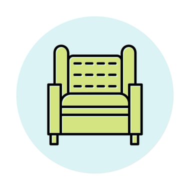 Koltuk yassı simgesi, vektör illüstrasyonu