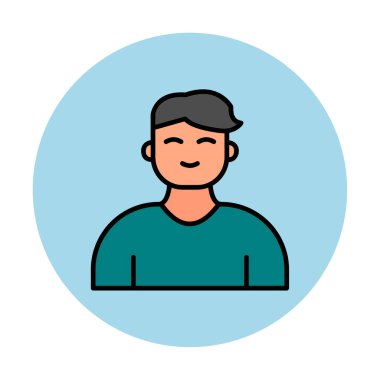 Saç stili vektör çizimi olan genç erkek avatar. 