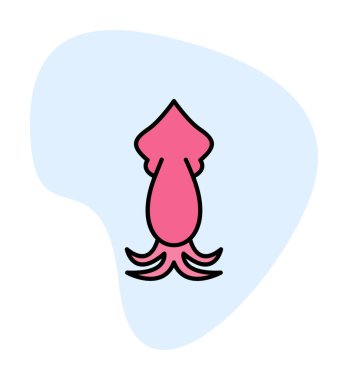 Beyaz arkaplanda mürekkep balığı vektörü simgesi 