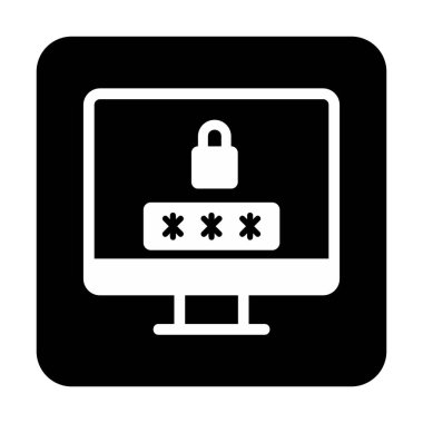 Basit Bilgisayar monitörü Ekran simgesi, vektör illüstrasyonunu kilitle