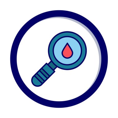 Loupe ikonu. Büyüteçteki su damlasının vektör çizimi