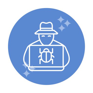 Basit Bilgisayar Hacker simgesi, vektör illüstrasyonu