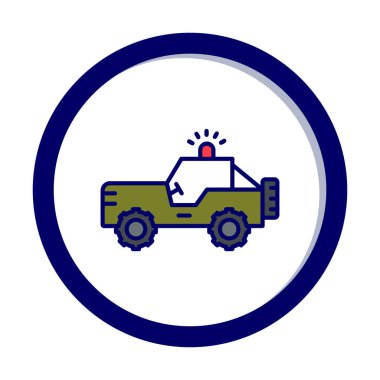 Askeri Jeep Simgesi, Vektör İllüstrasyonu