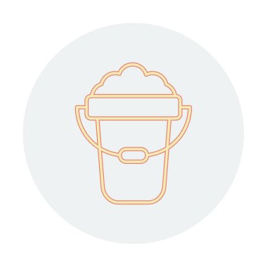 Köpük simgesi olan kova, vektör illüstrasyonu  