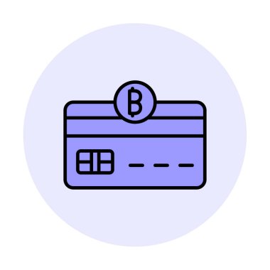 Bitcoin cüzdan simgesi, bitcoin simgesi olan kredi kartı, vektör illüstrasyonu 