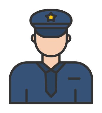 Üniformalı düz simgeli polis memurunun vektör çizimi