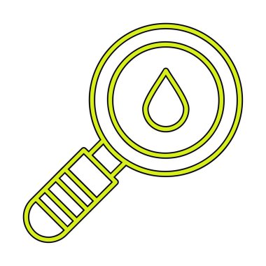 Loupe ikonu. Büyüteçteki su damlasının vektör çizimi