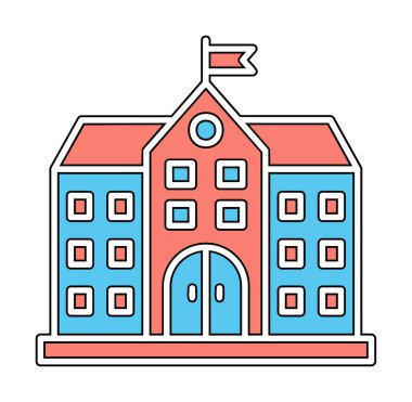 Üniversite binası ikonu. Düz renk tasarımı. vektör illüstrasyonu.                           