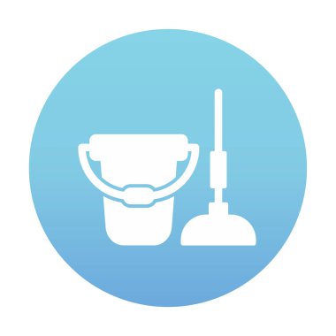 kova ve paspas simgesi, vektör illüstrasyonu  