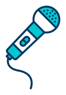 mikrofon simgesi uzun mavi arkaplanda izole edildi.