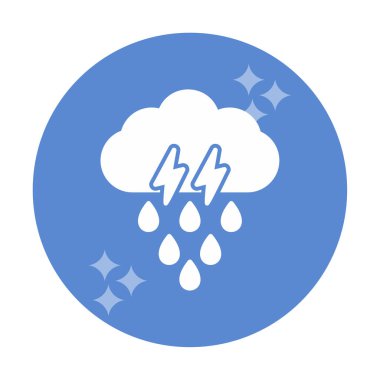 Gök gürültülü yağmurlu bulut sembolü, hava durumu ikonu, vektör illüstrasyonu 