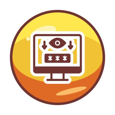 Basit Bilgisayar Casus Yazılımı simgesi, vektör illüstrasyonu